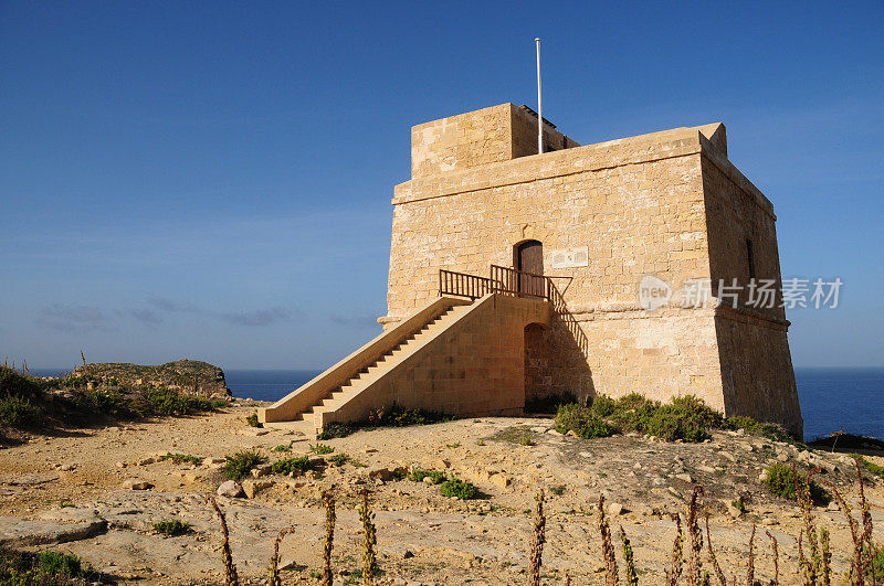 Gozo Dwejra塔,马耳他群岛。